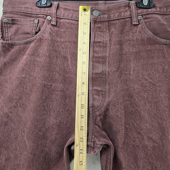 Levis 501xx Jeans Mens 42x32 (Actual 40x29) Maroon Denim Straight Leg Grunge - Picture 14 of 15